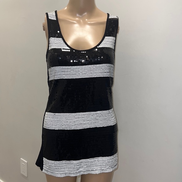 sequin tank Black and white tank top size XS - Picture 1 of 5